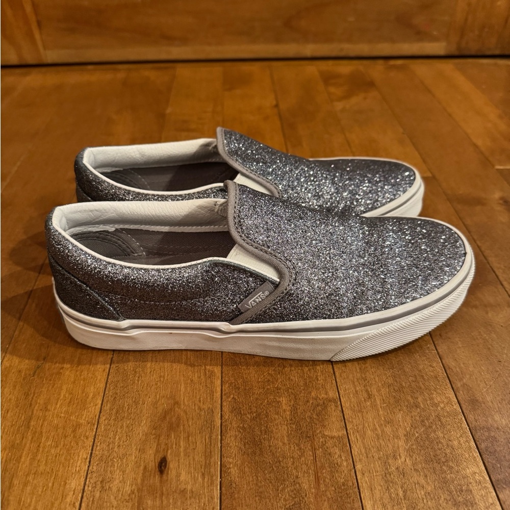 Vans Silver Glitter Slip-On Sneakers